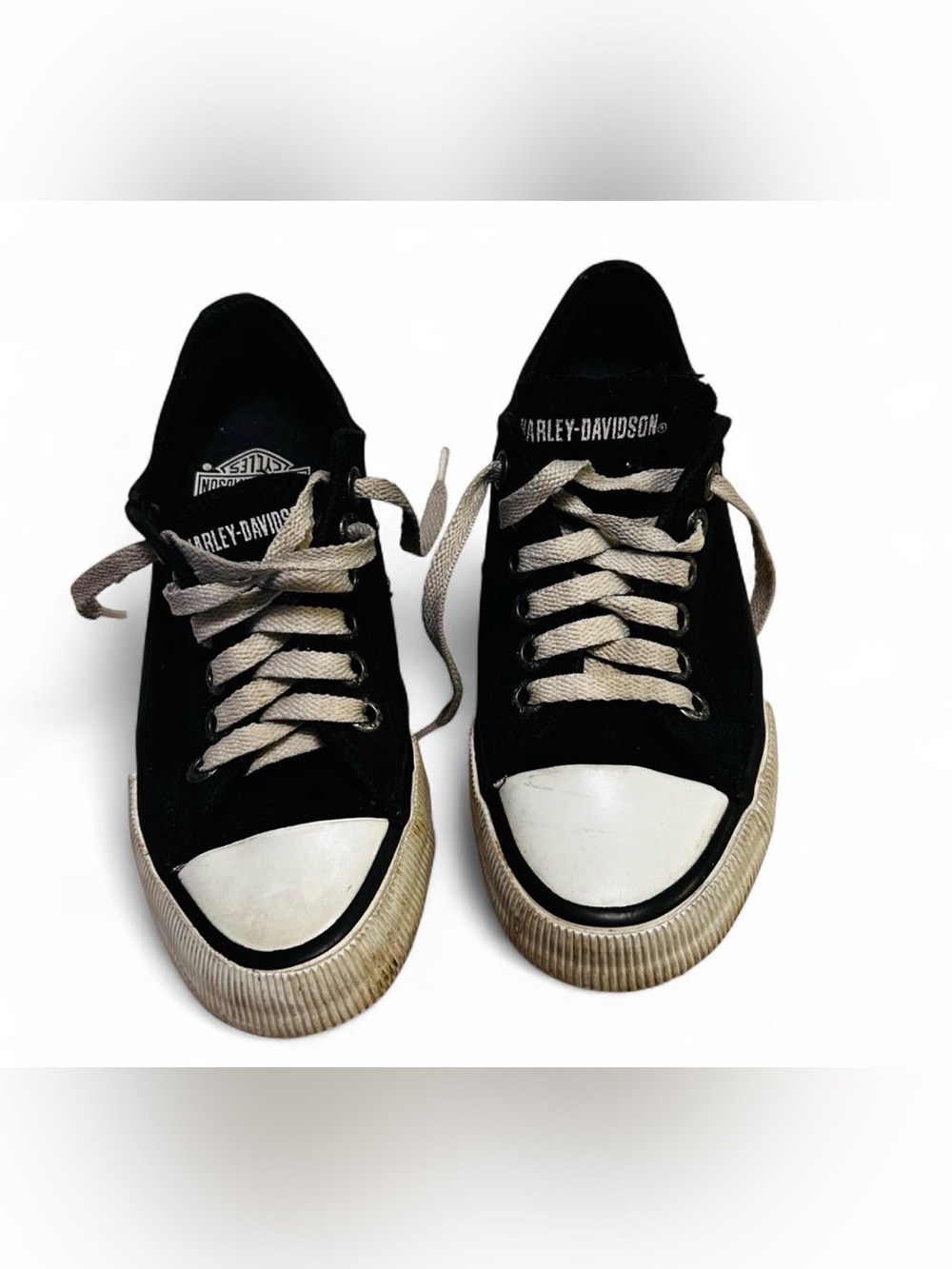 Harley-Davidson Black and White Low-Top Canvas Sneakers